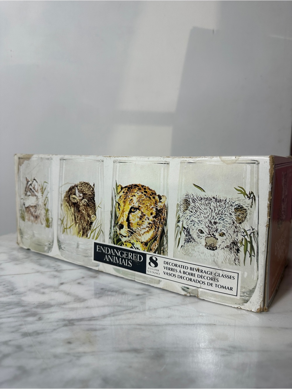 Vintage 1970s Brockway Glass Endangered Animal Class Set NIB